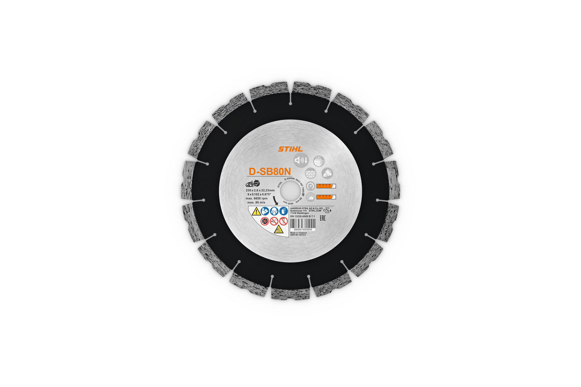 Diamant-doorslijpschijf D-SB80N, Ø 230 mm
