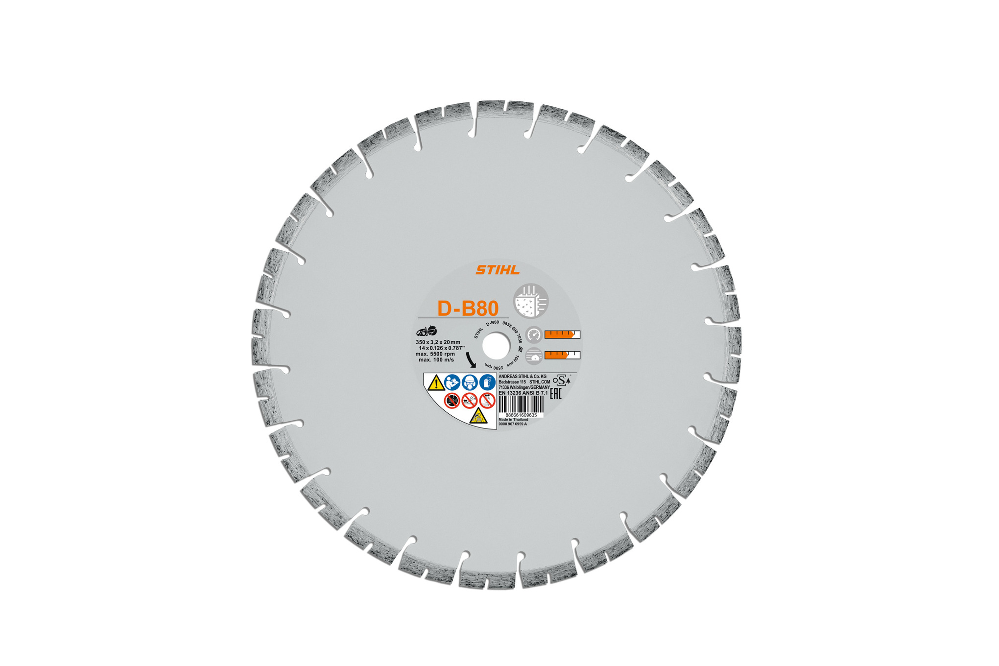Diamant-doorslijpschijf D-B80, Ø 350 mm