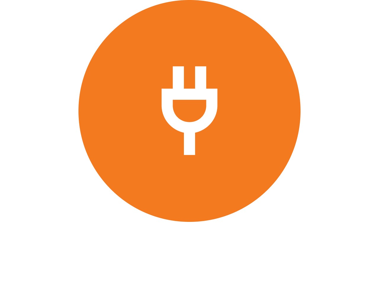 Icoon van een stekker in een oranje cirkel