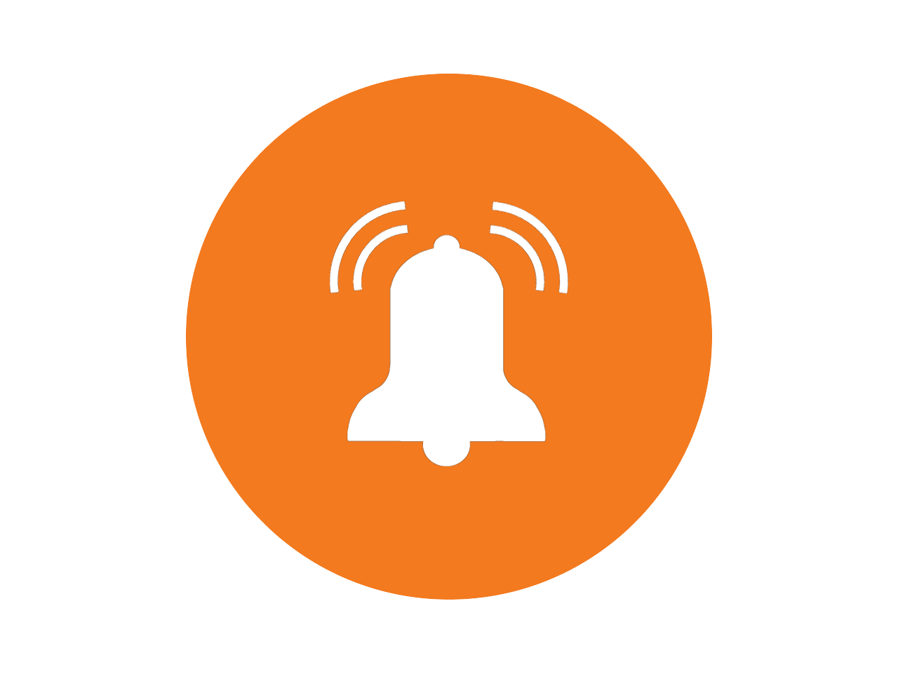 Icoon van een alarm in een oranje cirkel
